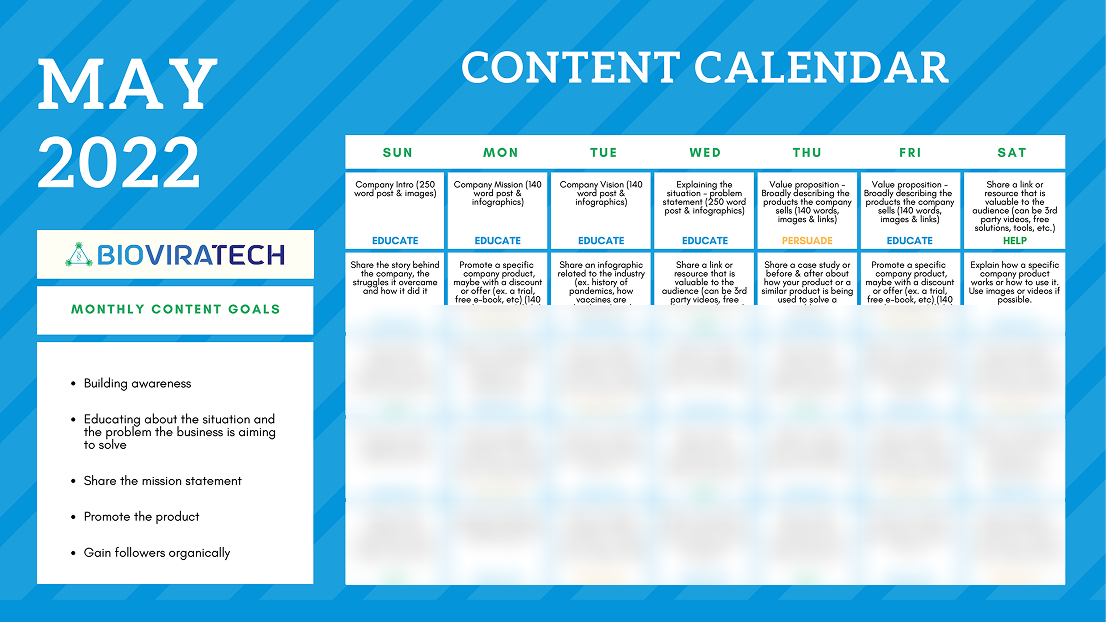 Bioviratech Content Calendar