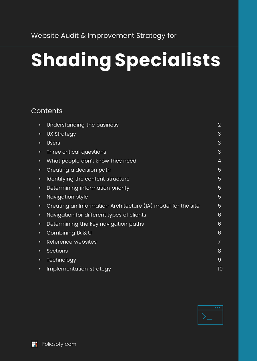 Shading Specialists Website Audit Document